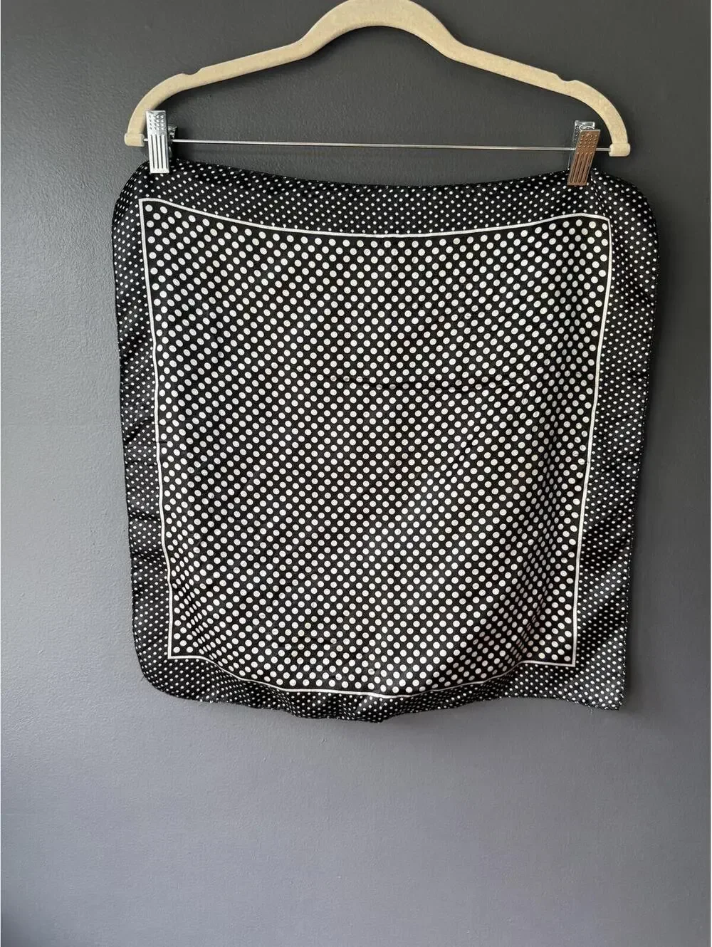 Black and White Polka Dot Silk Scarf